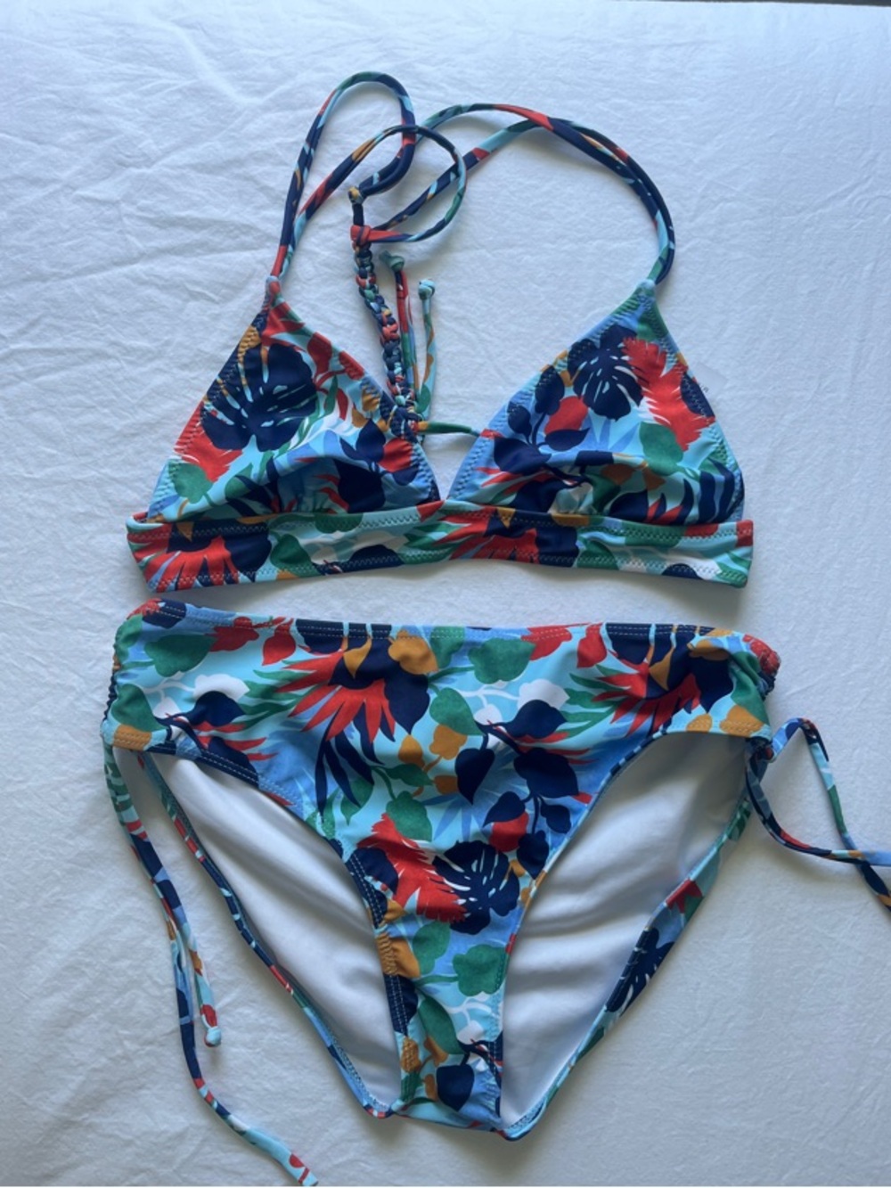 Poetry in Ocean - Bikini Swimsuit 2 piece - Floral Tropical Blue Multi